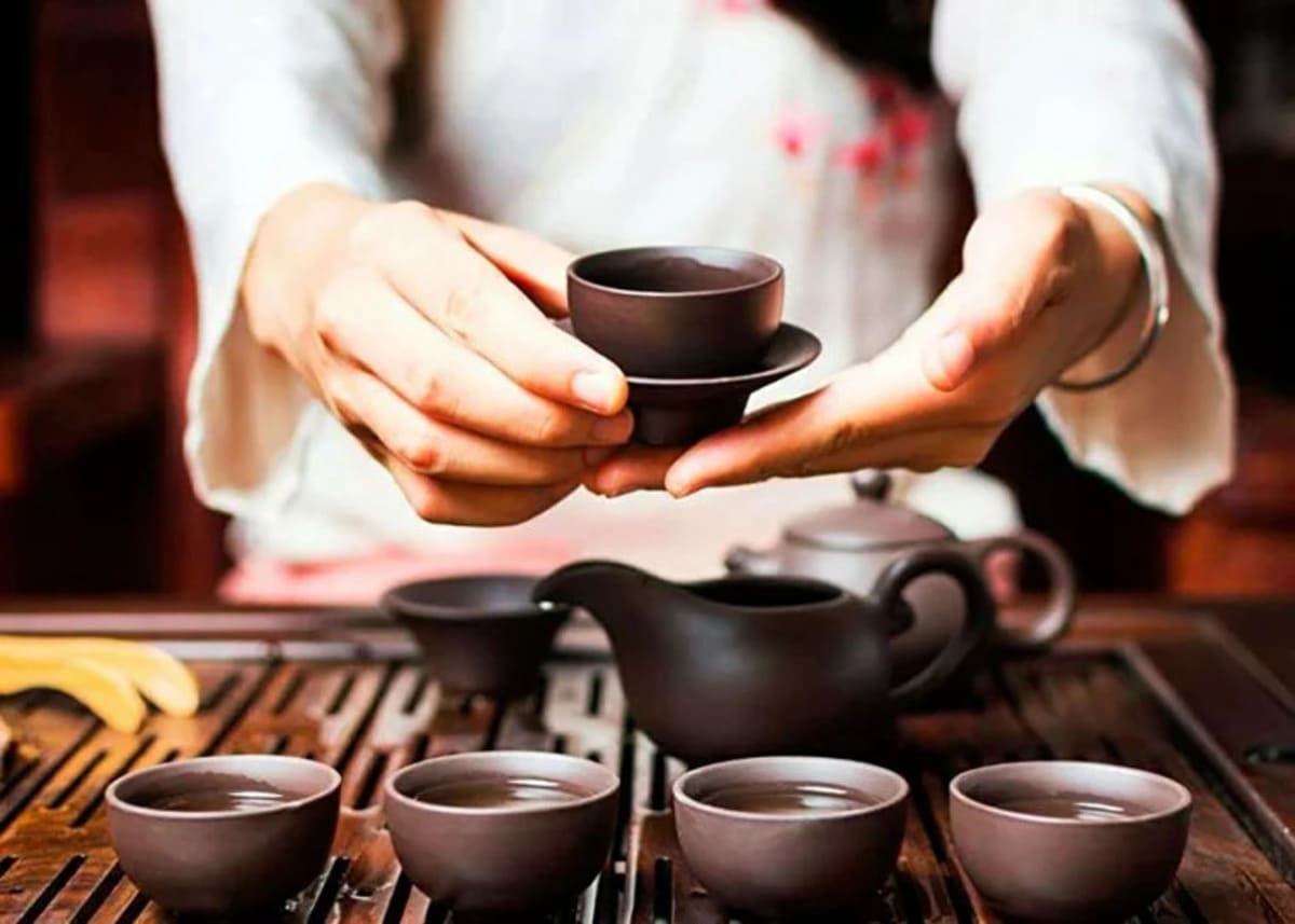 Китайський набір чайного посуду з чайним листям - DiFreight