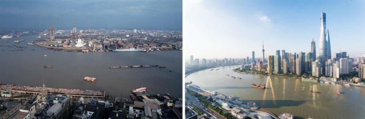 Shanghai in 1989 and today. difreight