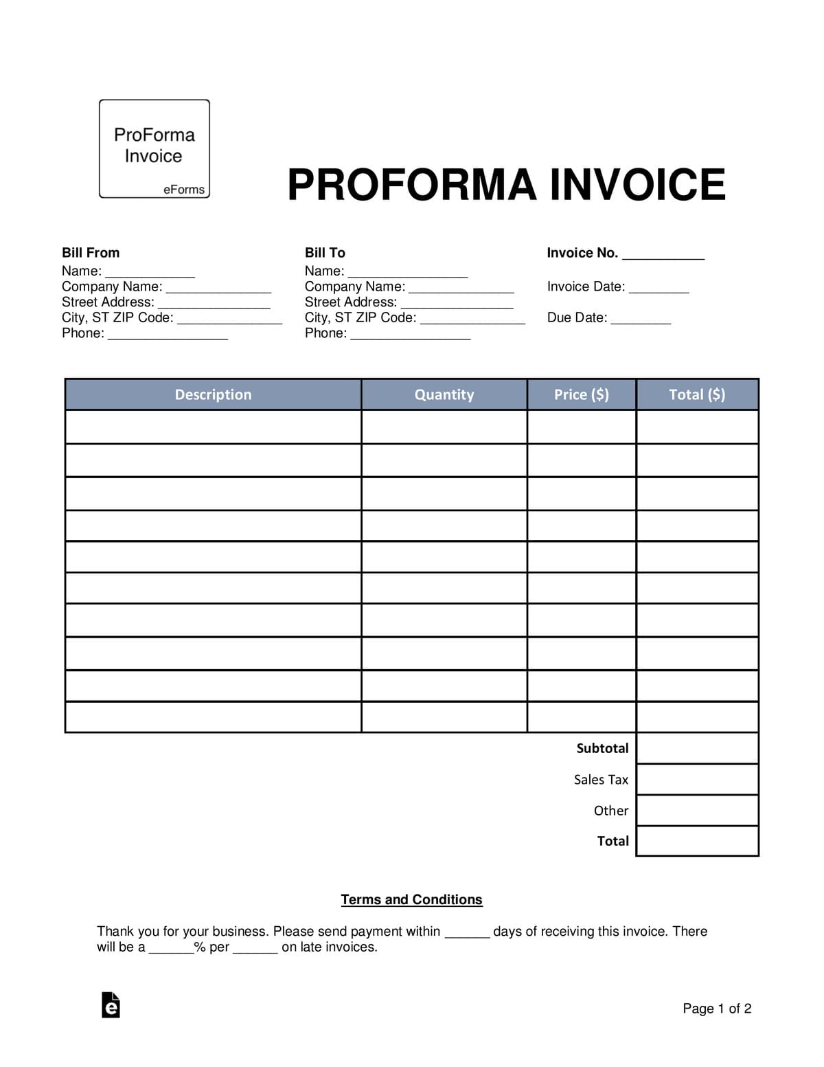 Invoice form - DiFreight